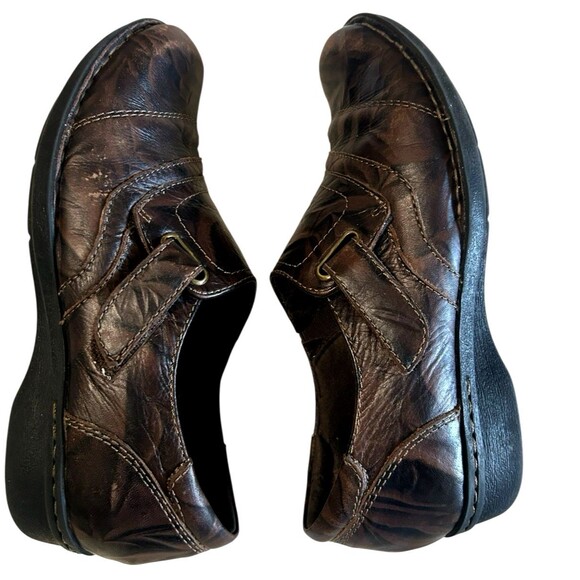 Clarks Womens Bedabbles Crinkle Leather Brown Loafer Hook & Loop Comfort 7.5M - Picture 9 of 13